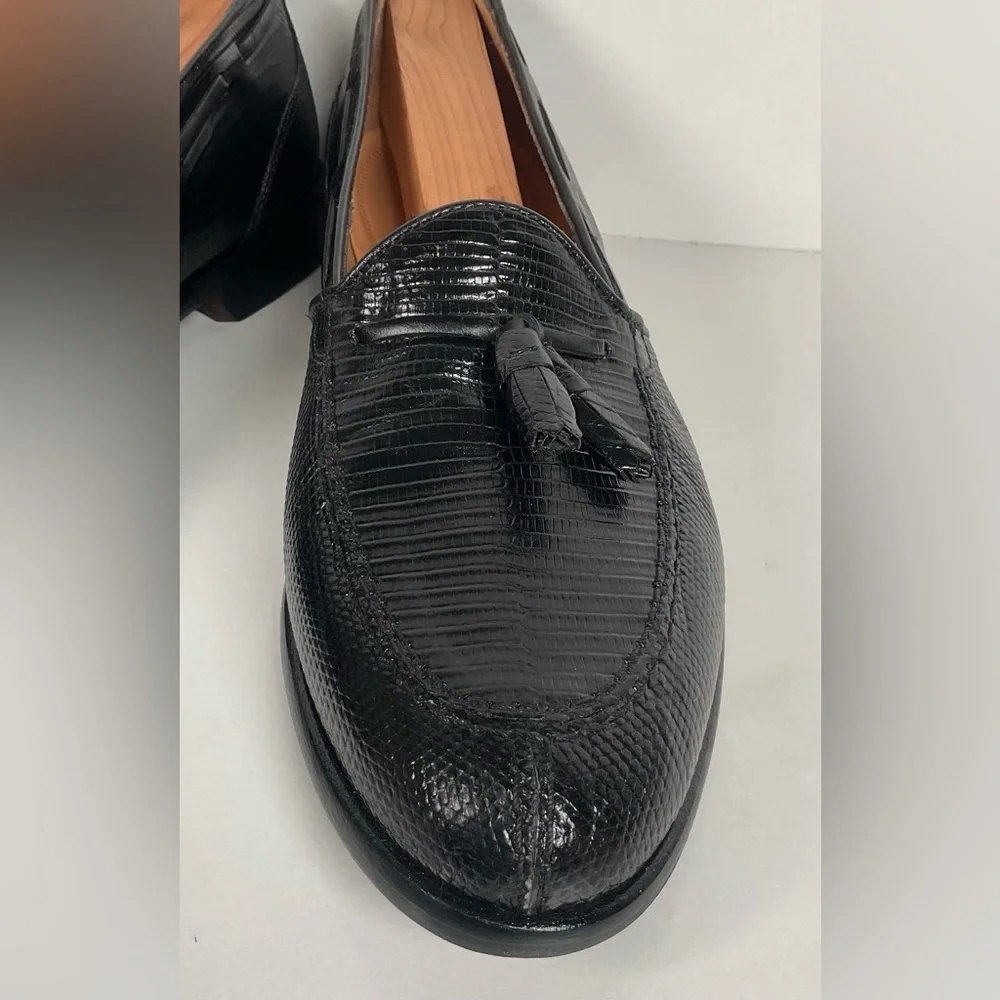 Zelli Italia | Teju Lizard Tassel Loafers | Black | Men’s 9 M